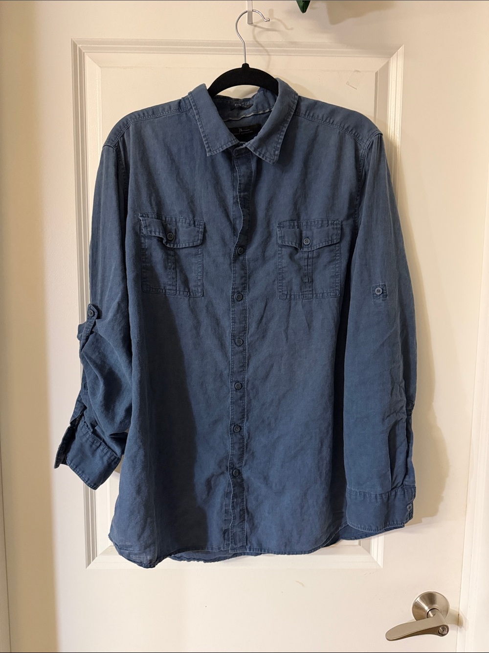 Marc Anthony Denim-Style Blue Button-Down Shirt